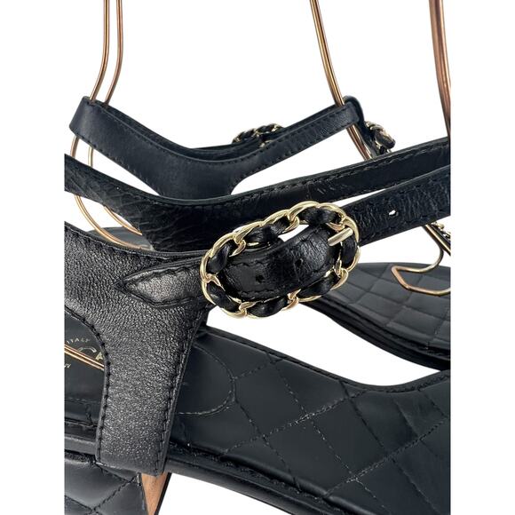 Chanel Lambskin Chain Interlocking CC Logo Thong Sandals in Black - Picture 7 of 16